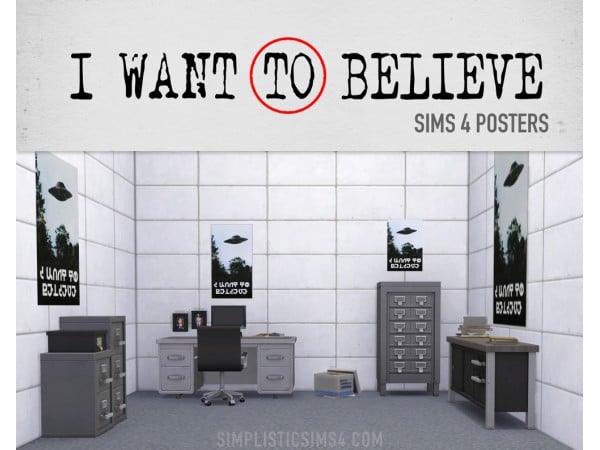 Stellar Styles: ‘I Want to Believe’ Sims 4 Poster (Simplistic Alpha CC Decor)