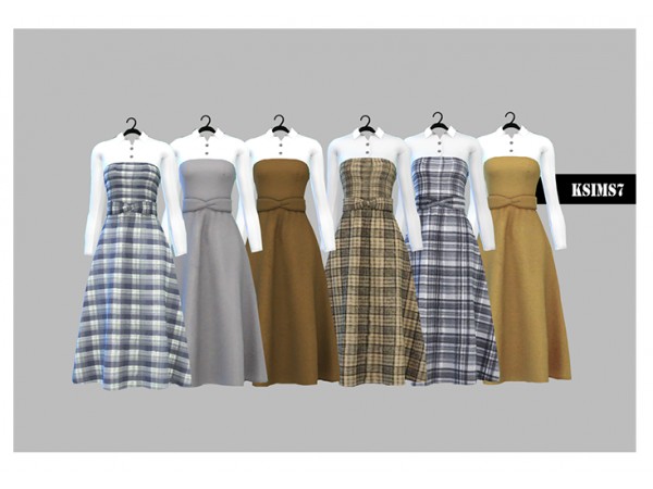 K-Sims-7 Elegance: Chic Blouse & Overskirt Sets (Trendy Female Attire)