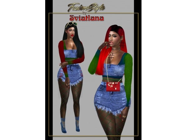 FusionStyle Flair: Chic Alpha Tops & Denim Skirts by Sviatlana (Trendy Clothing Sets)