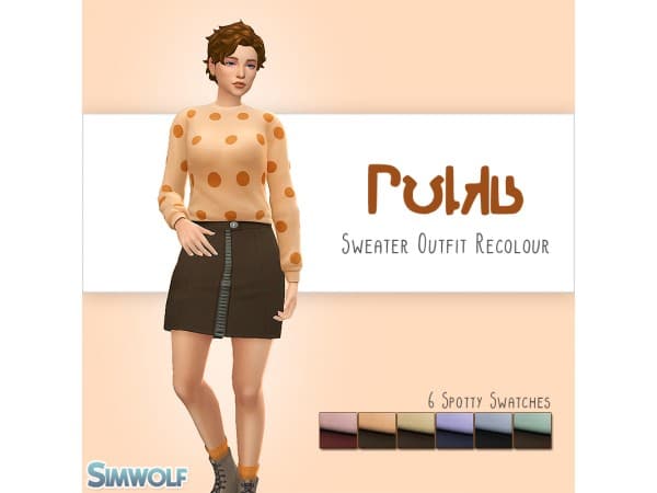 Simwolf Chic: Polka Sweater Ensemble for Stylish Avatars (AlphaCC)