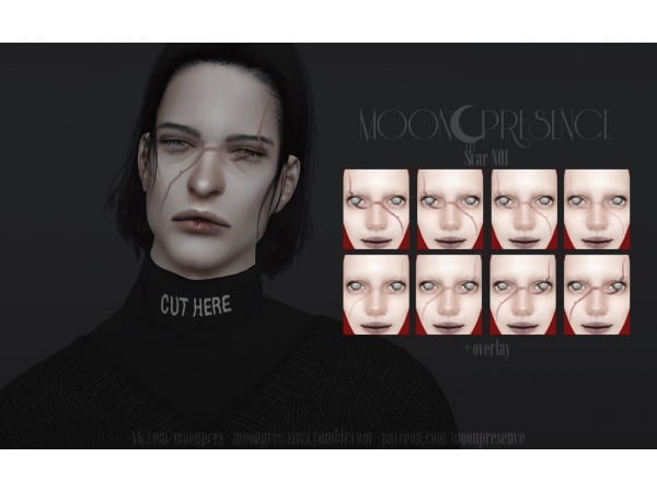 Moonpres Sims’ Beauty Marks: Scar N01 (Accessories, Tails, Alpha CC, Makeup, Scars, Face Details)