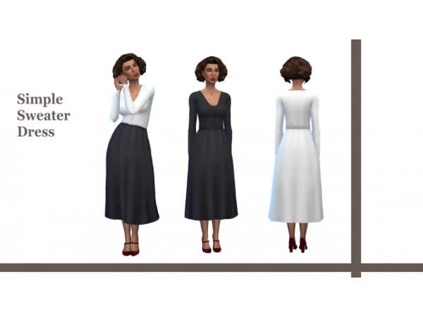 Fashion Flair’s Cozy Elegance: Simple Sweater Dress (PridePrejudiceSims Collection)