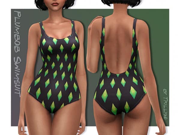 Trillyke’s Plumbob Elegance: Moschino Swimsuits & Chic Accessories (Alpha CC Collection)