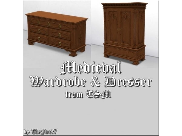 Regal Raiments: Medieval Wardrobe & Dresser Collection by TheJim07 (Furniture & Fashion)