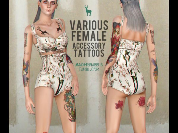 17114 various female accessory tattoos by and his rabbits sims3 featured image