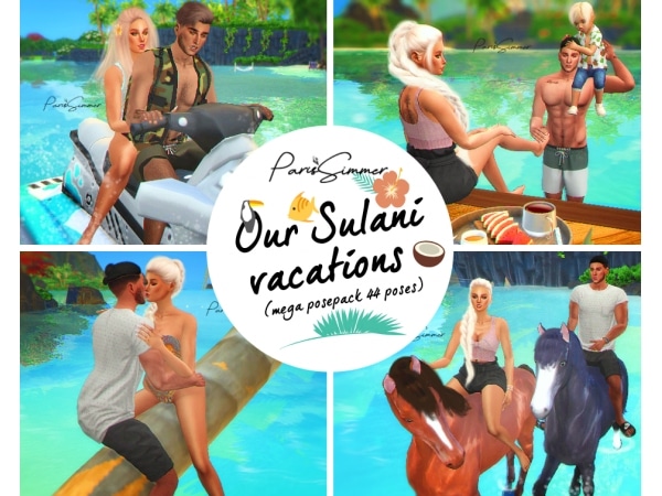 173018 parissimmer s4 our sulani vacations mega posepack 44 poses sims4 featured image