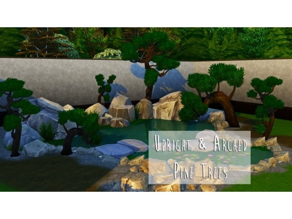 Verdant Vista: Upright & Arched Pine Trees by Teanmoon (AlphaCC Decor Builds)