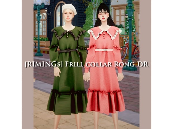 Frilly Elegance: Chic Long Dresses with Collar Flair [Rimings Collection]