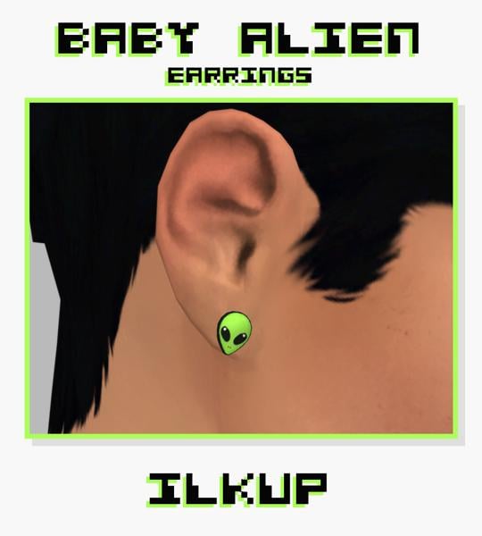 Baby Alien Earrings: 7 Swatches, Custom Thumbnails, Base Game-Compatible