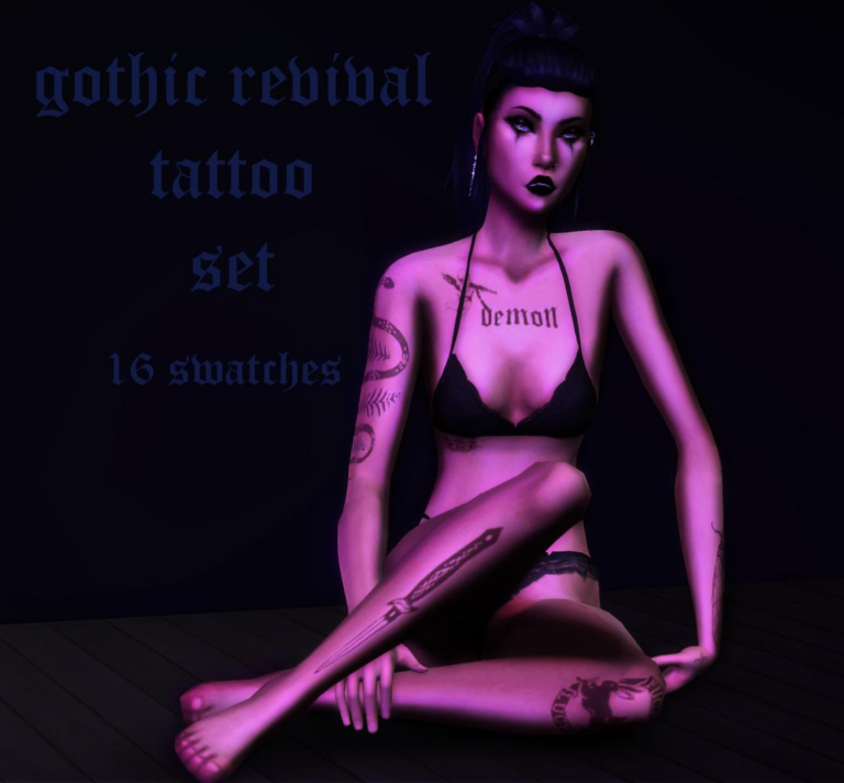 Search Results 27 Gothic Revival Tattoo Set: 16 Swatches, Custom Thumbnails, Base Game Compatible