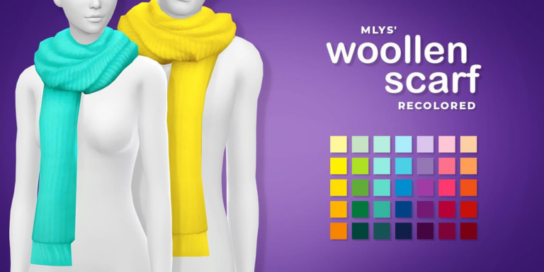 MLYS’ Wool Scarf Recolor: 35 Swatches, Maxis Match, Teen-Elder