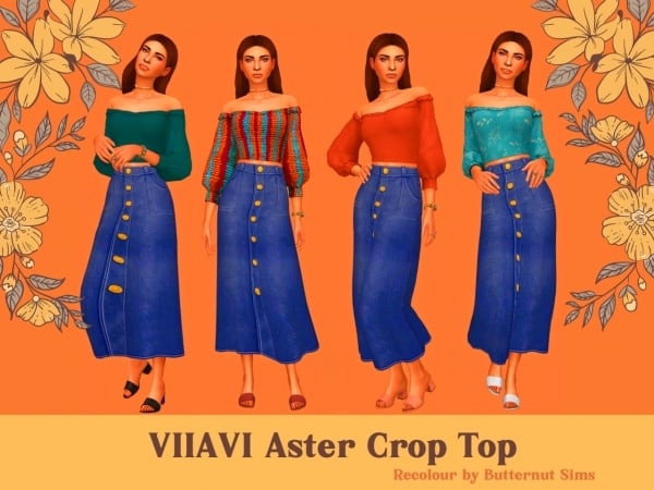 Aster Enchantment: Chic Recolored Crop Tops for Trendsetting Wardrobes (Alpha CC)