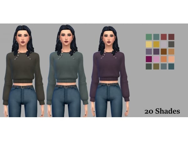 Cozy Couture: Chic Tiny Living Cropped Sweater Recolors (Alpha CC Female Tops)