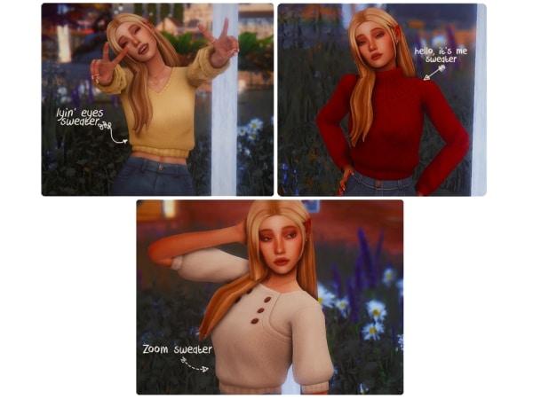 RenoraSims Chic: Cozy Sweater Recolors (Trendy Female Tops & Alpha CC)