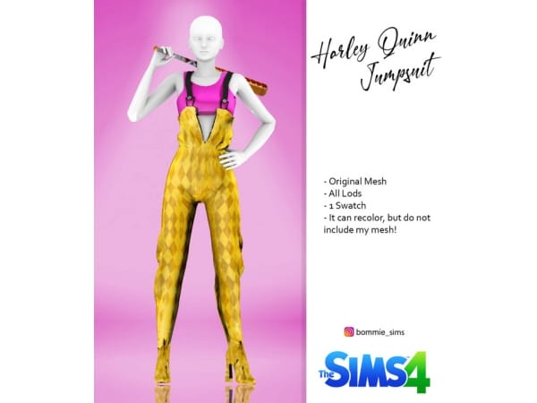 203229 jumpsuit harley quinn birds of prey pose sims4 featured image