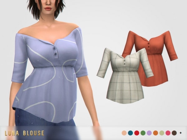 Luna Blouse by Pixelette: Chic Elegance in Female Tops (AlphaCC Collection)