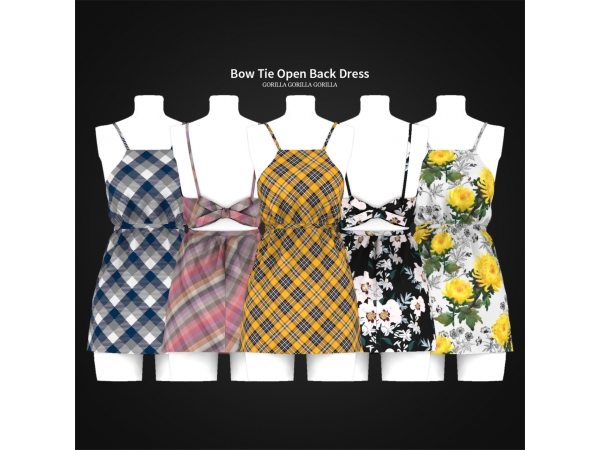 215090 bow tie open back dress sims4 featured image