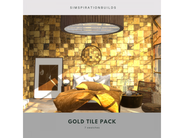 SimspirationBuilds: Gilded Elegance (Gold Tile Pack – Alpha CC, Builds & Tile Wallpapers)