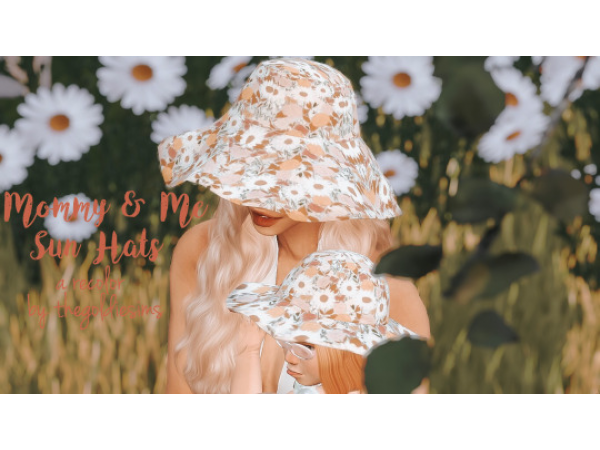 Sunny Side Duo: Mommy & Me Sun Hat Recolors (#ToddlerCC, #AlphaCC, #Hats)