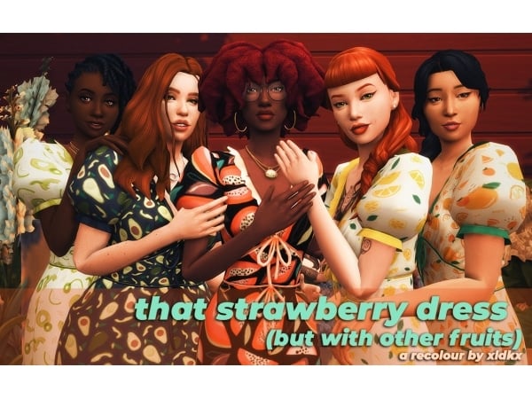 235927 that strawberry dress but with other fruits a recolour sims4 featured image