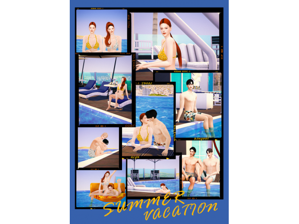 236565 bongddi summer vacation collabo solo couple posepack sims4 featured image
