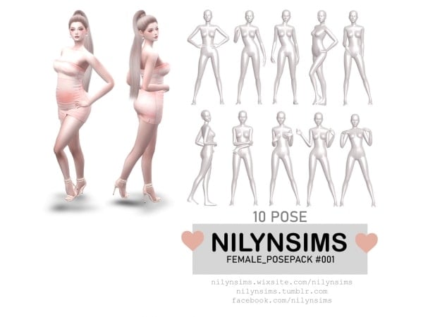 Stellar Stances by NilynSims: Pose Pack 001 (Alpha Hair & Accessory-Enhanced Poses)