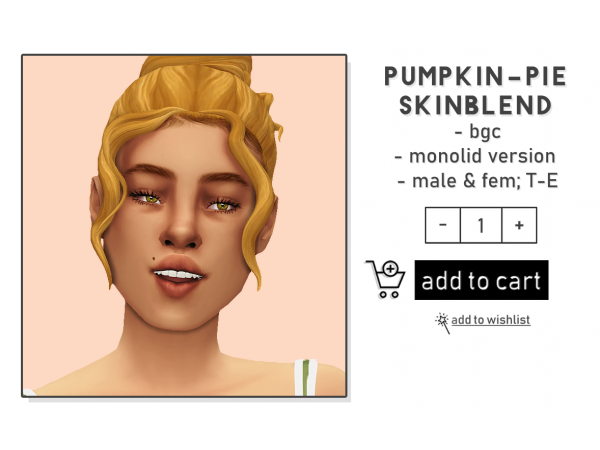 Pumpkin Pie Perfection: HunieBun’s Alpha CC Female Skin & Bun Hair Accessories
