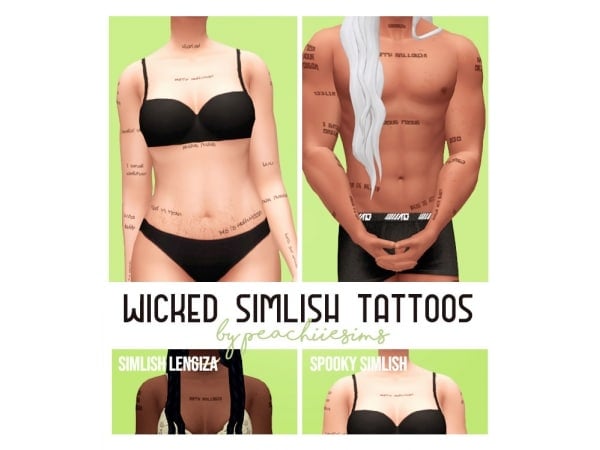 Ink Enigma: Wicked Simlish Tattoos Unveiled (#AlphaCC #Tattoos)