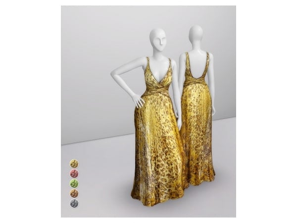 Rusty’s Radiance: Dazzling Yellow Leopard Gown (Trendy Female Fashion)