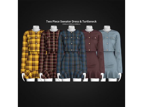 Alpha Elegance: Chic Two-Piece Turtleneck Sweater Dress Ensemble