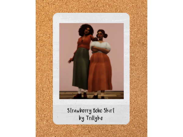 Trillyke’s Timeless Twist: ‘The Historian’ Strawberry Boho Skirt Recolor (#AlphaCC)