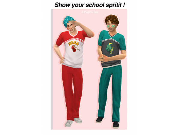 PvrpleHaze Sims’ Varsity Vogue (School Spirit Male Attire) #AlphaCC #ClothingSets