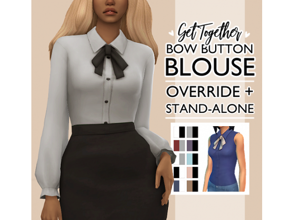 Chic Charm: GT Bow Button Blouse (Override & Default Replacement)