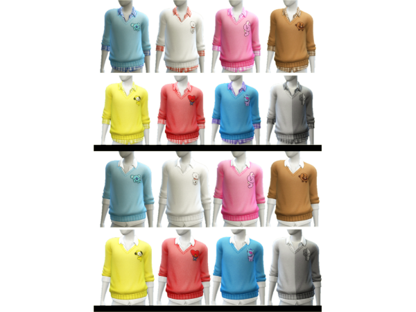 Tsumiki’s Trendy BT21 Recolors: Cozy Sweaters for Stylish Comfort (Alpha CC Male Tops)