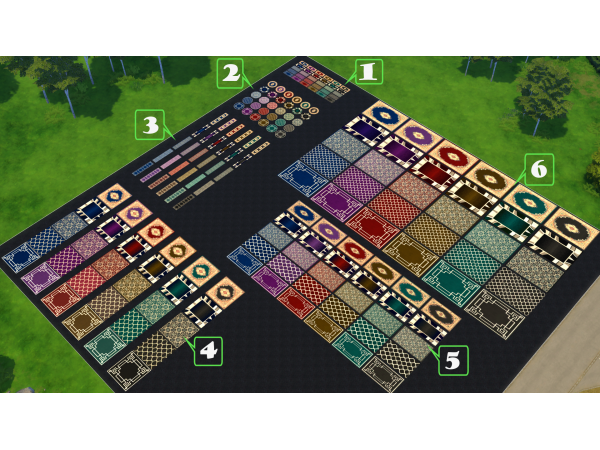 256601 set of 6 area rugs the ruggedizator by wykkyd sims4 featured image