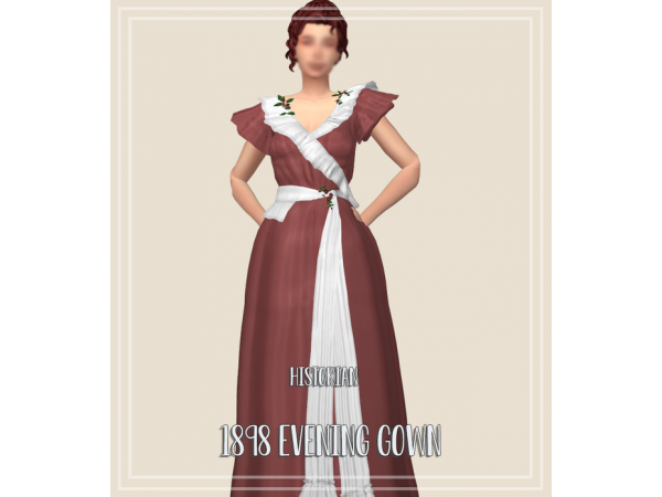 Vintagesimstress Elegance: 1898 Evening Gown Recolor by Momtrait (Alpha CC Female Gowns)