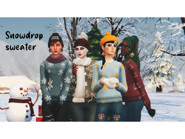 AdrasteaMoon’s Snowdrop Sweater (Festive Female Tops & Cozy Winter Wear)