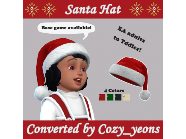 Cozy Yeons’ Cheer: Sims 4 Toddler Santa Hat Outfit CC