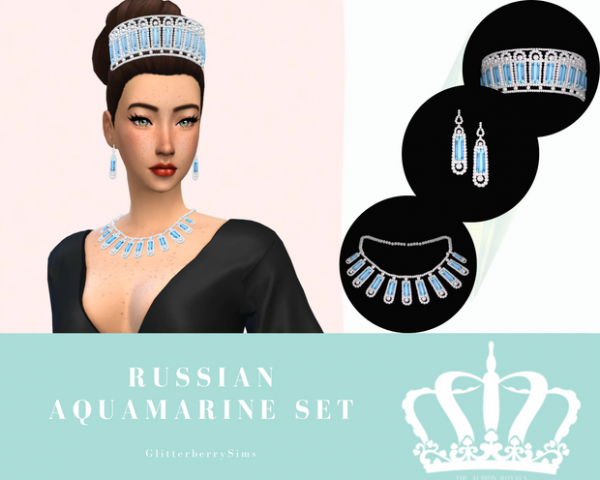 Glitterberry’s Russian Aquamarine Collection (Sims Rings, Necklaces, Earrings Set)