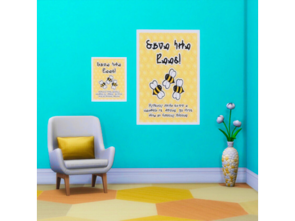 BuzzArtistry: “Save the Bees” Simlish Posters (Decor, Wall Hangings, Paintings)