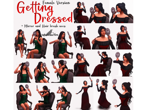 Glamour Glance: Natalia-Auditore’s Dress & Prep Posepack (Mirror & Hairbrush Accents)