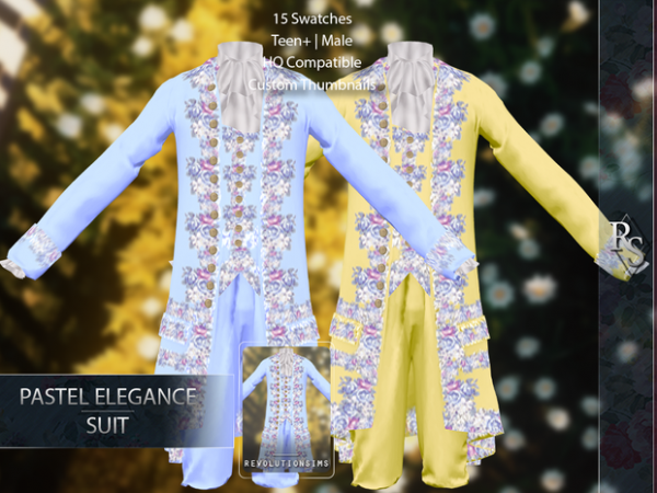 Revolution Sims’ Pastel Elegance: TS4 Chic Male Suits Collection (Alpha CC)