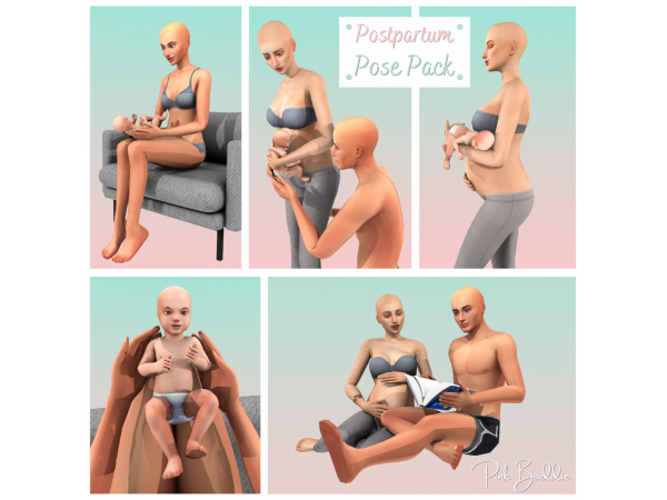 284308 postpartum posepack by pink baddie sims4 featured image