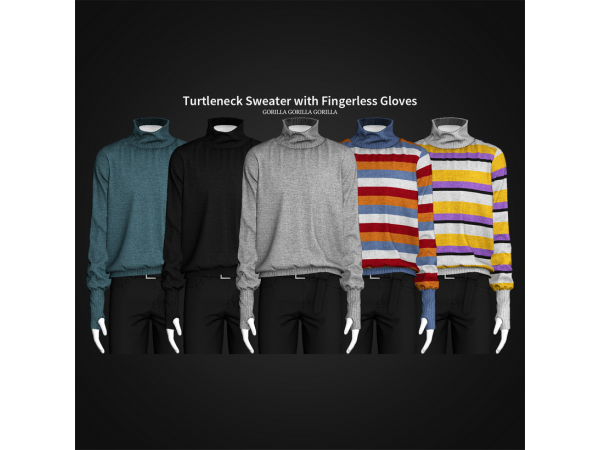 GorillaKnit Ensemble (Unisex Turtleneck  Sweater & Fingerless Gloves Set – AlphaCC)