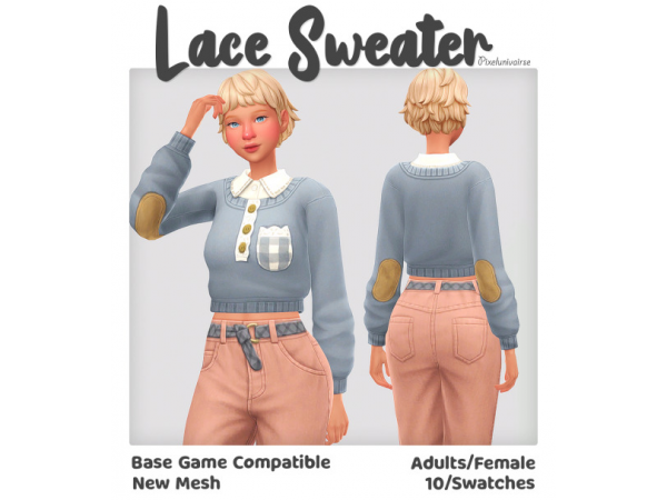 PixelUnivairse Elegance: Chic Lace Sweater for Stylish Ensembles (Female Tops & Sweaters)