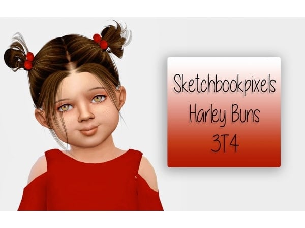 SketchbookPixels’ Harley Buns (3T4): Chic Toddler Alpha Hair & Accessories