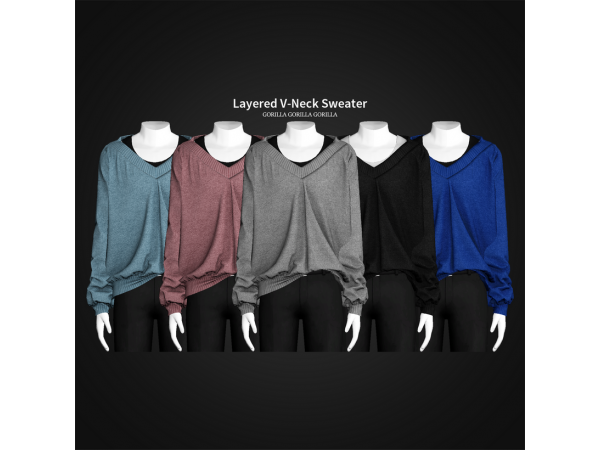 GorillaTripleV – Layered V-Neck Sweater  (Male Tops, AlphaCC, Clothing Sets)