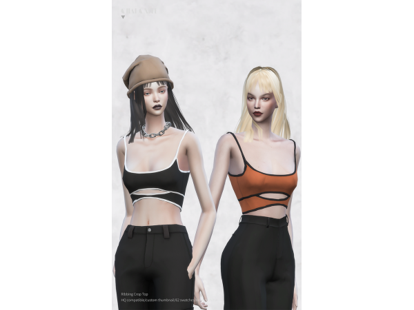 CharonLee Chic: Stylish Ribbing Crop Top (Sims Fashion Collection)