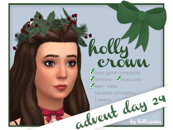 297304 advent day 24 holly crown by bellassims sims4 featured image