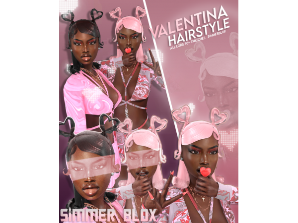 Valentina’s Elegance #52: Simmer Blox’s Alpha Updo (AlphaCC, Medium Female Hair)
